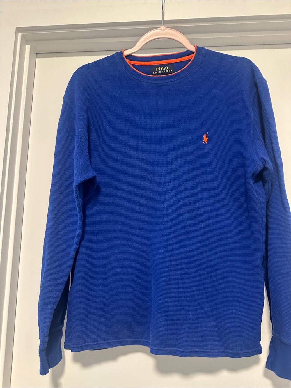 Polo by Ralph Lauren Blue Long-Sleeve Crewneck with Orange Pony